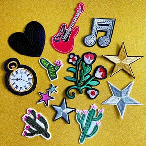 Lote de Patches Country Western - Conjunto de Patches de Cowboy - Aplique de Letras Olá para Jaqueta - Guitarra Estrela de Cacto