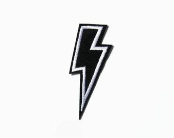 Thunderbolt Patch Bolt Flash 3cm x 7cm Iron on Wholesale Patches Lightning Bolt Applique Embroidered Iron On Black White Patch Flash