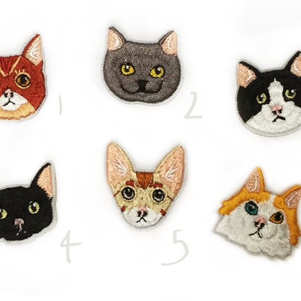 Écusson chat - 12 options - petits écussons chat Iron on mignon Iron on chat badge smoking gingembre enfants cadeau d'anniversaire du chat - cadeau chat noir