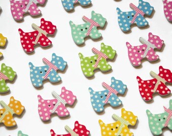 10pcs Scottie Dog Sewing Buttons, Scrapbooking Flat Back