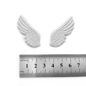 Small White Angel Wings Patches Pair - Remembrance Gift Little Spirituality Patch Badge Iron on Cherub Wings for DIY Clothes - 4.3cm x 1.9cm