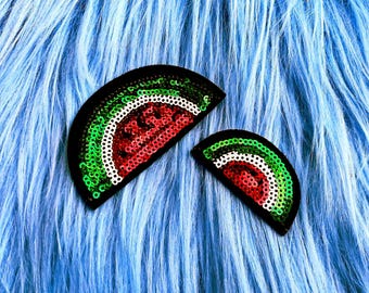 2pcs Watermelon Sequin Patch Set - Small and Large Iron on Patches