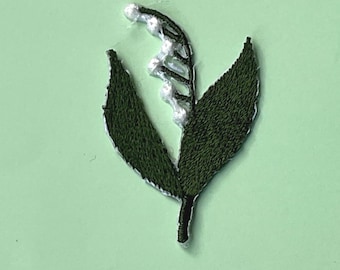 Lily of the Valley Iron On Patch – Small Embroidered Flower Badge