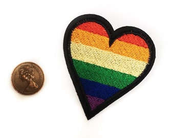 Rainbow Striped Heart Patch  - 5.8cm x 6.5cm