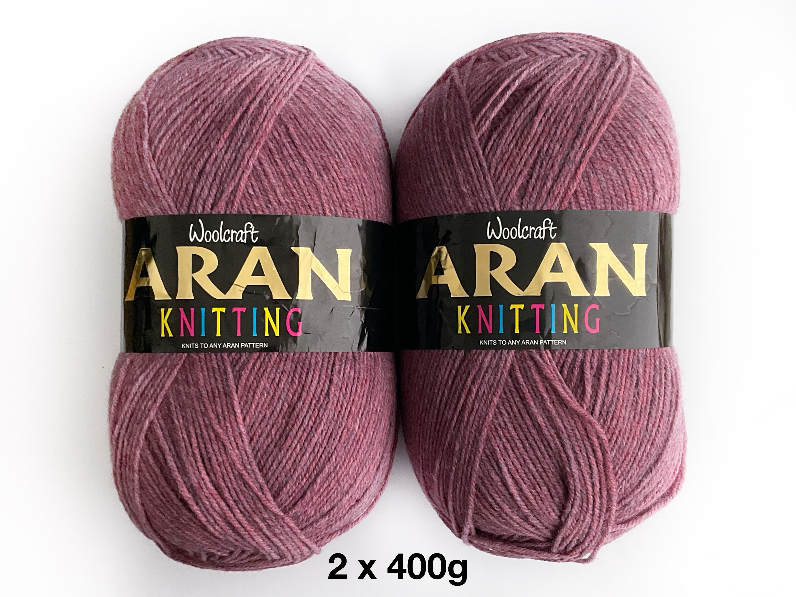 800g Aran Knitting Yarn Heather Pink 