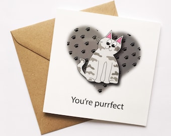 Mothers Day Gray Cat Card: Blank Inside, Original Design