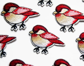 Bird Patch Red - Little Red Bird Badge Iron on - Gift for wildlife lover