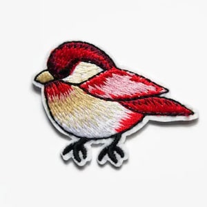 Red Bird Patch for Clothes - Small Cute Patches - for Clothing Iron on Patch Animal - Patches Nature - Applique Birds - 6cm x 4.5cm