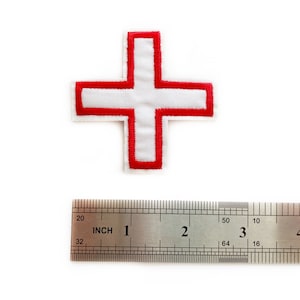 White Cross Patch (1 or 3) - Red Cross Patch Red Cross Badge Plus Sign Badge Iron on Patches for Jackets Red and White Badge