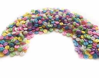 4mm Pastel Mini Buttons (100 Buttons) - 4mm Micro Buttons Small Buttons Tiny Buttons Doll Buttons Size - Plastic Buttons for Dolls Clothes