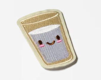 Cute Food Patch Iron on - Kawaii Milk Badge for Clothes - Milkshake Patches