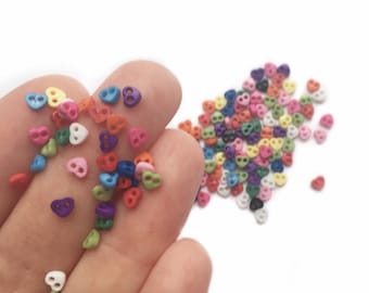 4mm Micro Heart Buttons (25+ Buttons) - Little Miniature Heart Shaped Buttons Perfect for Doll Making