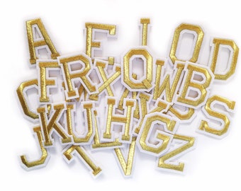 Iron On Gold Alphabet Letter Patches - A to Z Badge Set for Clothes