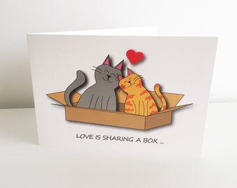 Fathers Day Card from Cat - Orange and Grey Tabby Cats Card - Blank inside