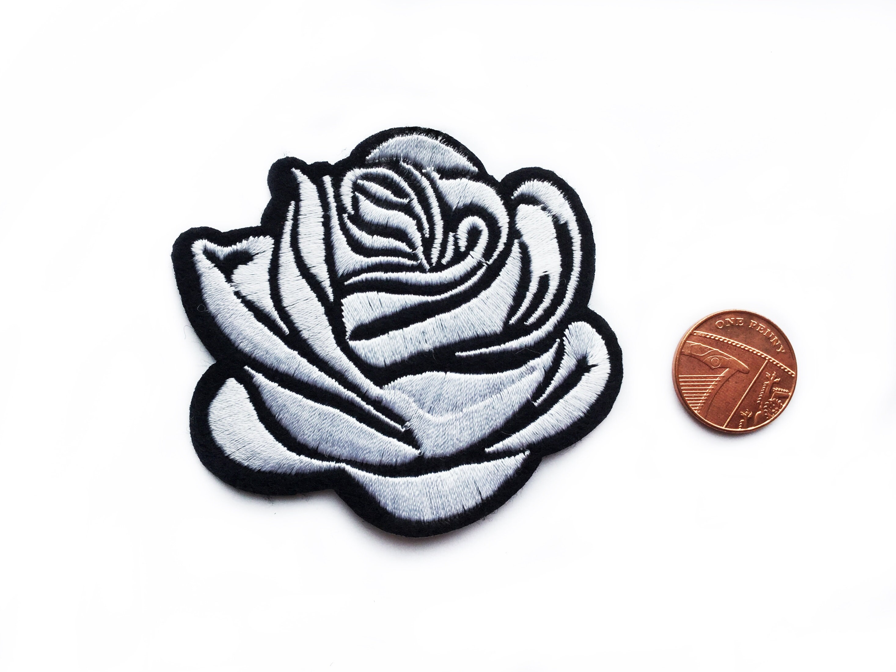 White Rose Badge Iron on Patches Jacket Patch Floral Patches Etsy