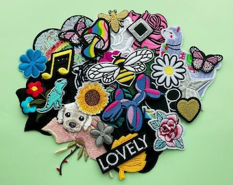 Assorted Iron on Patches - Mixed Surprise Fabric Patch Set For Backpacks and Clothing PERSONALIZED