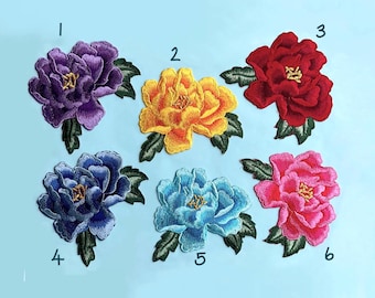 Large Embroidered Flower Applique Patch – Iron-On Floral Jacket Decor (12.5cm x 13.5cm)