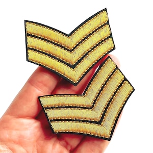 2pcs Gold Military Stripes Patch Set, Iron on Sergeant Stripes Applique