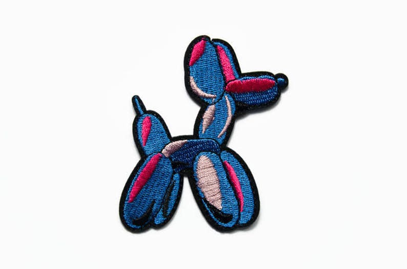 Balloon dog patch in blue and purple