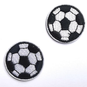 Football Patch Iron on in Black and White Embroidery, Soccer Badge