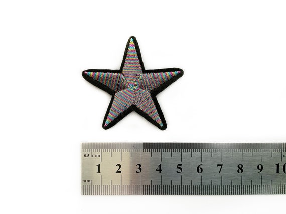 1 Star Patch Small Silver 3.8cm X 3.9cm Embroidered Iron on Patches DIY for  Denim Jacket Badges Multicolour Thread Stars 