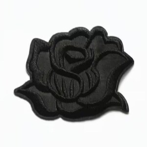 Black Rose Patch in the UK - Goth Patch Black Flower Iron On Jacket Patch Flowers Floral Grunge Patches Embroidered Patch Black Rose