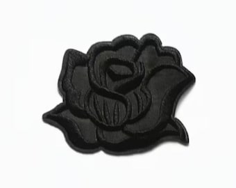 Parche de Rosa Negra en el Reino Unido - Parche gótico, parche de flor negra para chaqueta, parches florales grunge, parche bordado, Rosa Negra