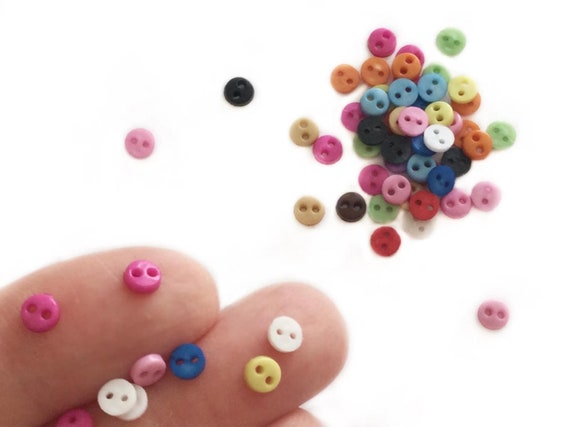 Miniature Buttons 3mm / 0.12” - Little Small Buttons - Round Mini Buttons - Ideal for Toys and  Doll Making Supplies - Craft Button Mix