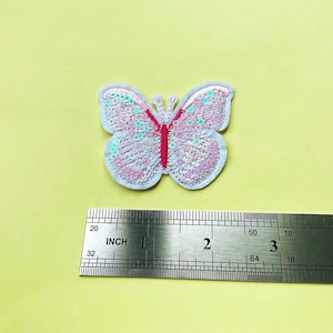 Pink Sequin Butterfly Patch Iron on - Embroidery DIY Butterflies Badge - Animal Lover Applique - Patches for Hats,  Bags, Jackets, Clothes