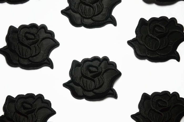 Black Rose Patch in the UK Goth Patch Black Flower Iron on - Etsy UK