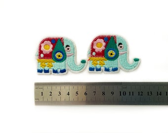 1+ Elephant Iron-on Embroidered Cute Patch Indian Elephant Decorative Patch Safari Animal Badge DIY Embroidery Travel Patch