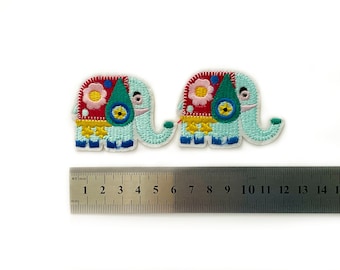 1+ Elephant Iron-on Embroidered Cute Patch Indian Elephant Decorative Patch Safari Animal Badge DIY Embroidery Travel Patch