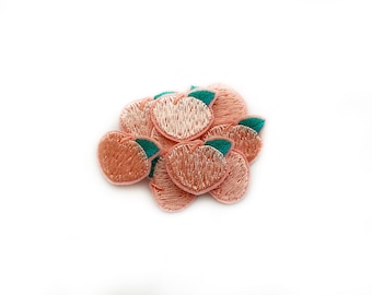 1+ Nectarine Patch - Small Iron on Fruit Badge Apricot Applique Cute Fruit Patches for Small Items