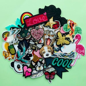 30 patches for backpack girls boys - Custom Surprise Mix of Iron on Badges Bag Bundle