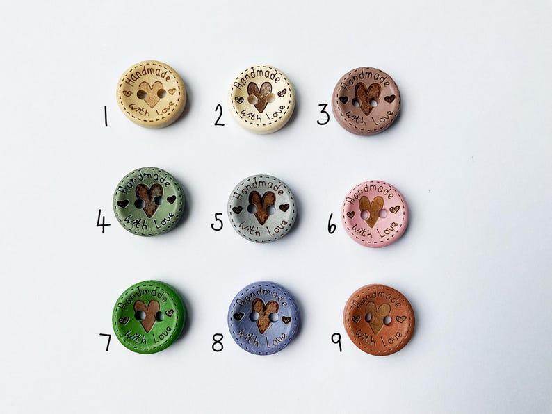 Set of 9 colour option buttons including grey and pink for DIY sewing.