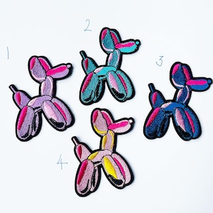 Ballonghundmärke - Jeansjacka-märke för kläder - 9 designer - Söta märkeslappar - Julklapp till barnhund 7 cm x 7,5 cm