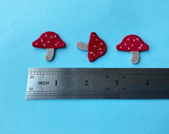 Red Mushroom Applique Patch : Set of 3