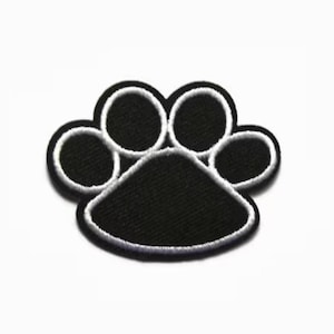 Paw Print Patches  - Animal Patch Iron On Patch - Dog Patch - Cat Patch - Paw Print Gifts - Paw Patch - Black White Cute Embroidered Animal