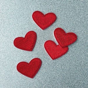 5pcs Small Red Heart Patch - Mini Iron on Patches - Cute Hearts Filler Patches - Love Embellishments for Clothing