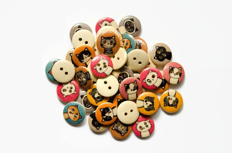 Cute cat button set