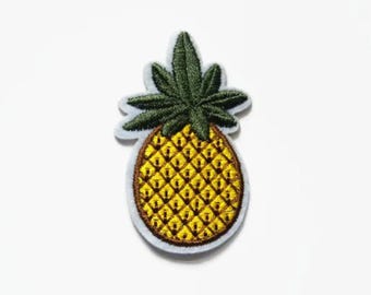 Tropical Pineapple Patches - Pineapple Patch - Rockabilly Patch - Iron On Badge - Tropical Fruit Applique Embroidered