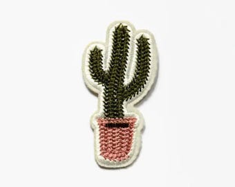 Cactus Patch - Applique Cactus - Accessories Cactus Patches  Embroidered Clothes  - Pink Flower Patch - Iron On Patches Cactuses