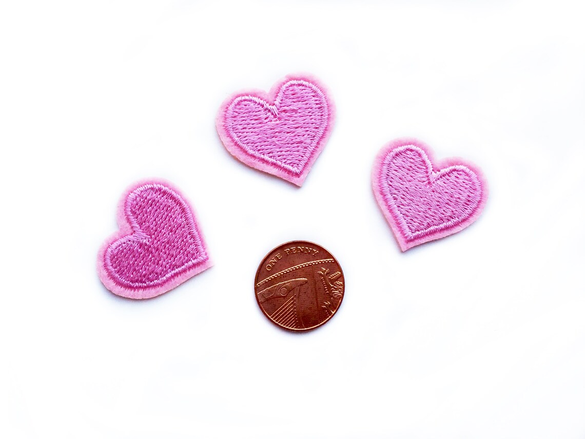 Pink Heart Patches Small Heart Patches Micro Patches Etsy