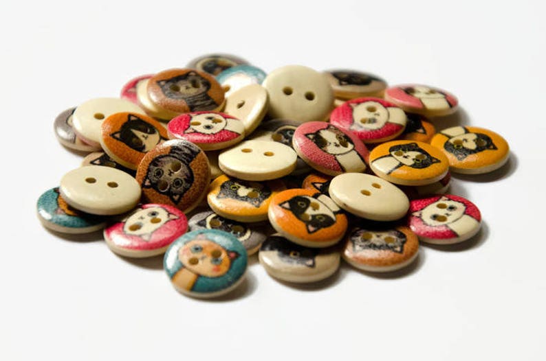 Kitty cat buttons in bright colours