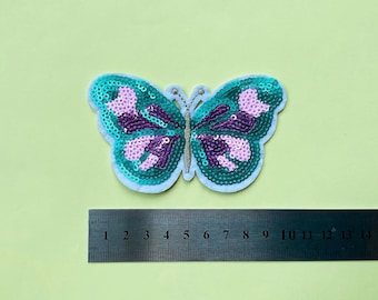 Butterfly Sequin Patch in Pink, Purple, Teal - Medium Large Butterflies Iron on