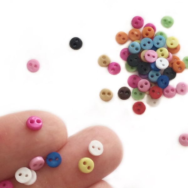 25+ Miniature Buttons 3mm / 0.12” - Little Small Buttons Round Tiny Round Buttons - Ideal for Doll Making Supplies Clothing Notions UK