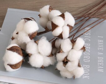 20 pcs Cotton Balls,23" Faux Cotton Stem,Rustic Cotton Decor,Wedding Decor