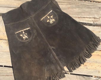 Vintage Western Suede Skirt - black with stars on pockets