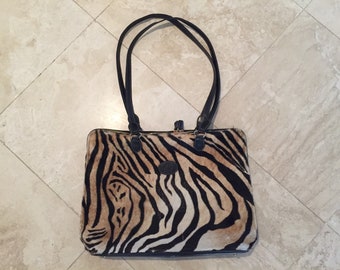 Vintage Terrida Briefcase - zebra print calf hide leather