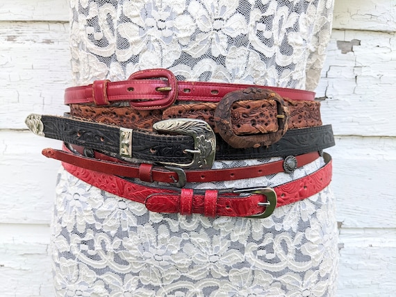 You Choose - Vintage Leather Belt - Western, Tool… - image 3